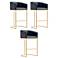 Louvre Leatherette Upholstered Barstool in Black-Set of 3