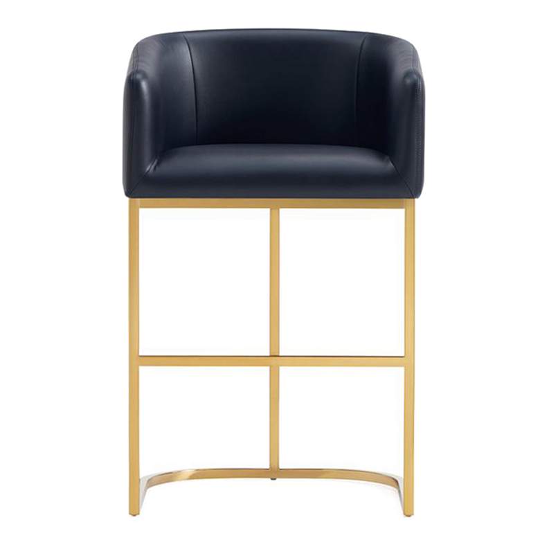 Image 1 Louvre Leatherette Upholstered Counter Stool in Black & Titanium Gold