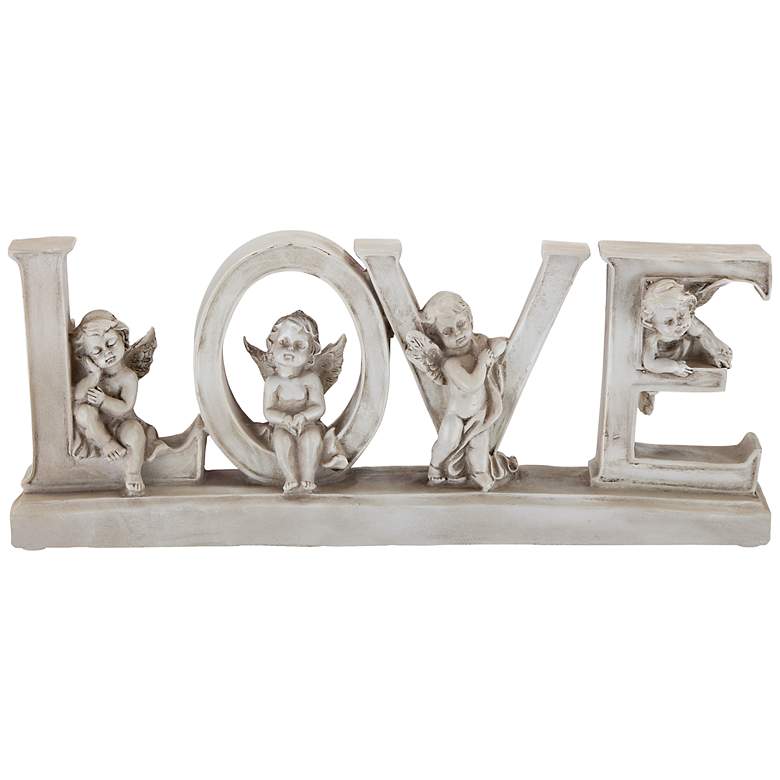Image 1 Love 12 inch Wide Decorative Shelf Sculpture with Angels