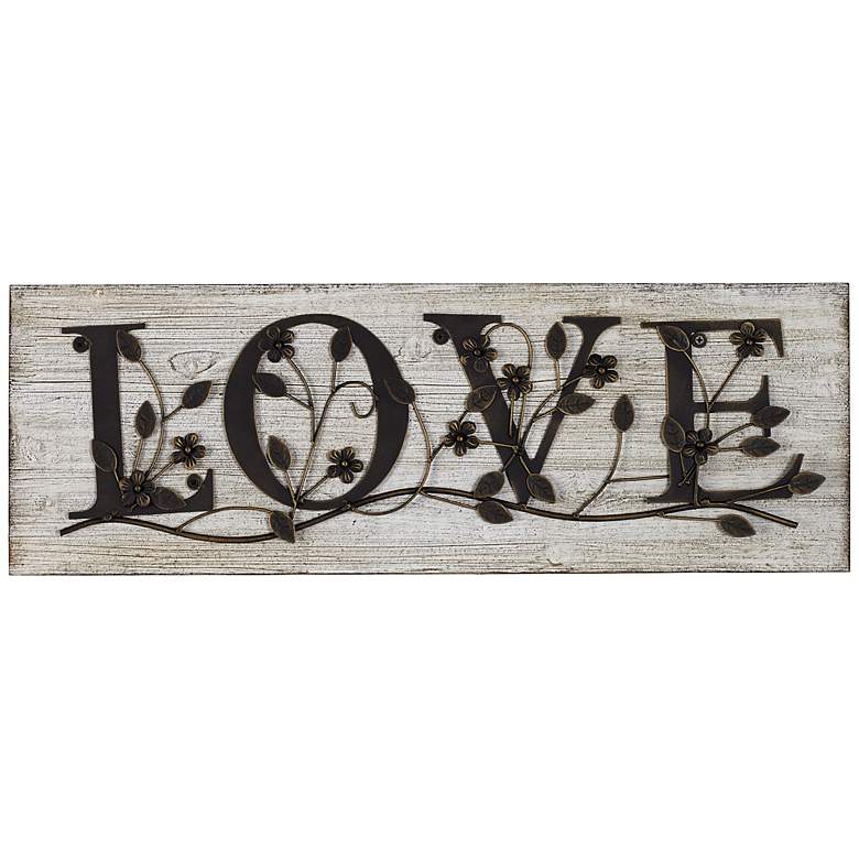 Image 1 Love 26 1/2 inch Wide Wood Wall Plaque