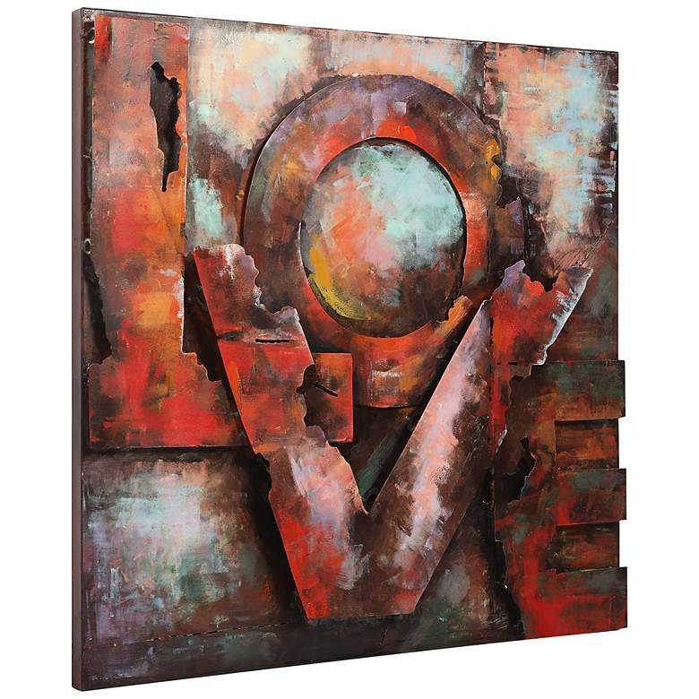 Image 5 Love 32 inch Square Mixed Media Metal Dimensional Wall Art more views