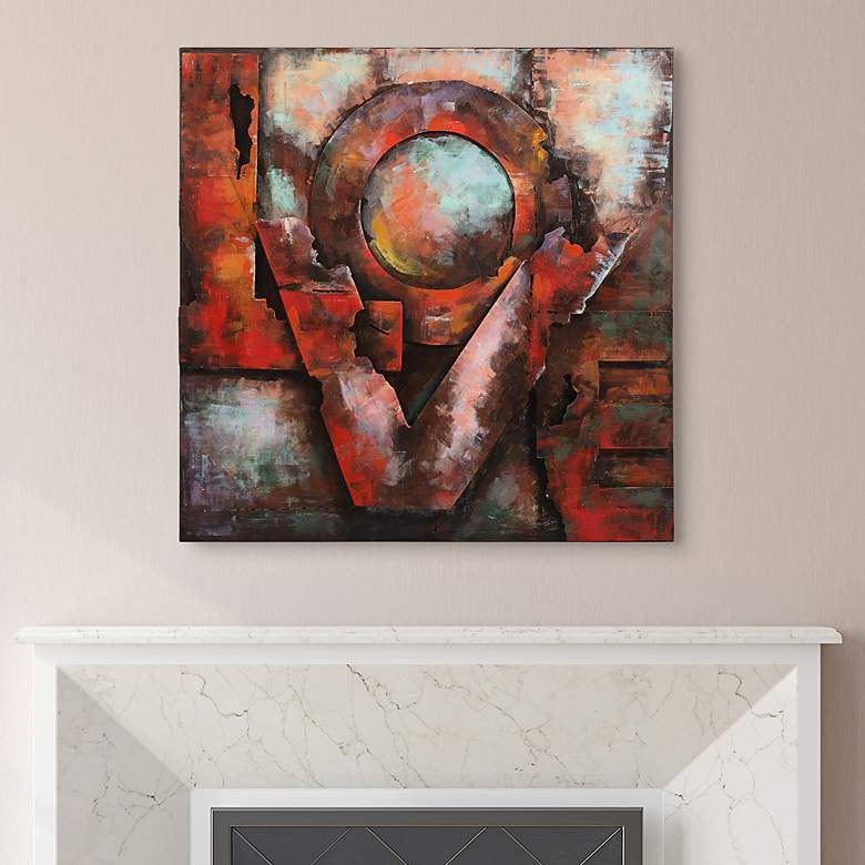 Image 6 Love 32" Square Mixed Media Metal Dimensional Wall Art more views