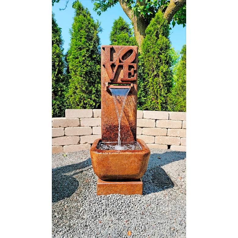 Image 1 LOVE 40" High Relic Hi-tone Outdoor LED Floor Fountain