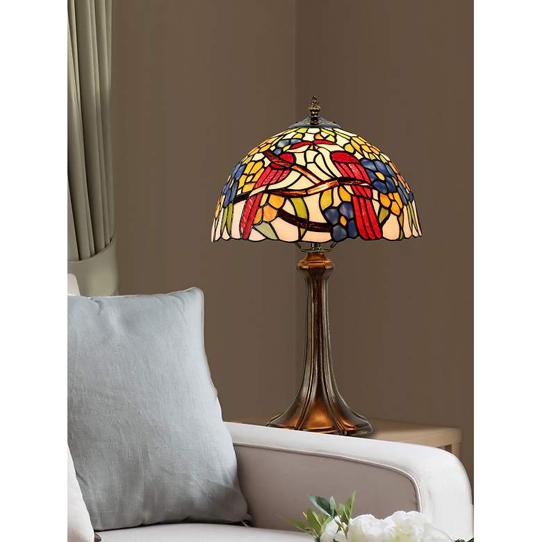 Image 3 Lovebirds Floral 19" High Antique Bronze Accent Table Lamp more views