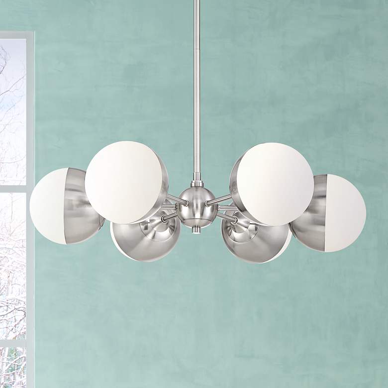 Image 1 Lovel 31 1/4 inch Wide Brushed Nickel 6-Light LED Pendant