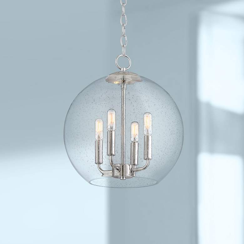 Image 1 Lovell 14 inch Wide Chrome and Clear Glass 4-Light Orb Pendant