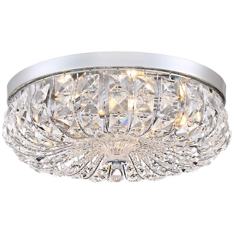 Image 1 Lovell 16 1/4 inch Wide Chrome and Crystal Ceiling Light