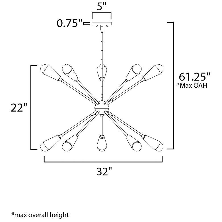 Image 4 Lovell 32" Wide Black and Brass 10-Light Sputnik Chandelier more views
