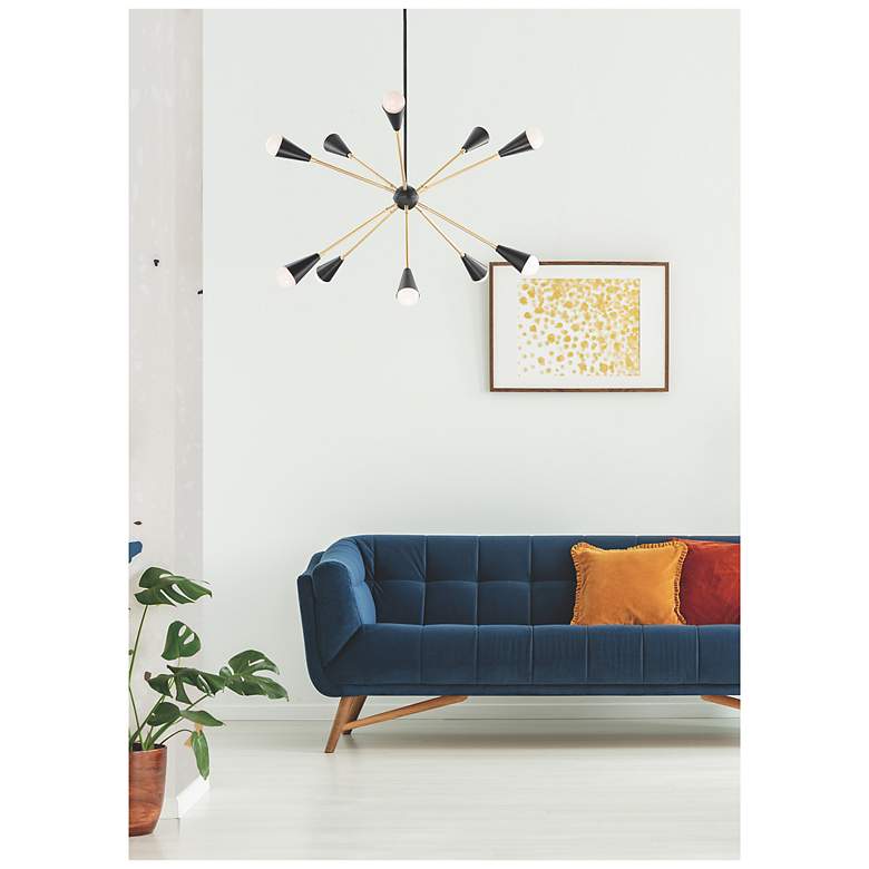 Image 5 Lovell 32" Wide Black and Brass 10-Light Sputnik Chandelier more views