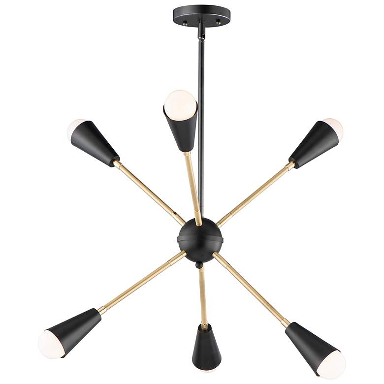 Image 2 Lovell 6-Light 26" Wide Black/Satin Brass Pendant Light