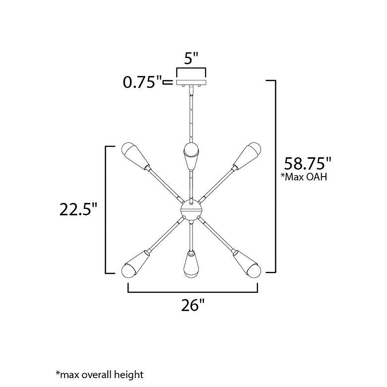 Image 3 Lovell 6-Light 26" Wide Black/Satin Brass Pendant Light more views