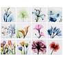 Lovely Flowers Glass 12-Piece Coasters with Cork Bottom