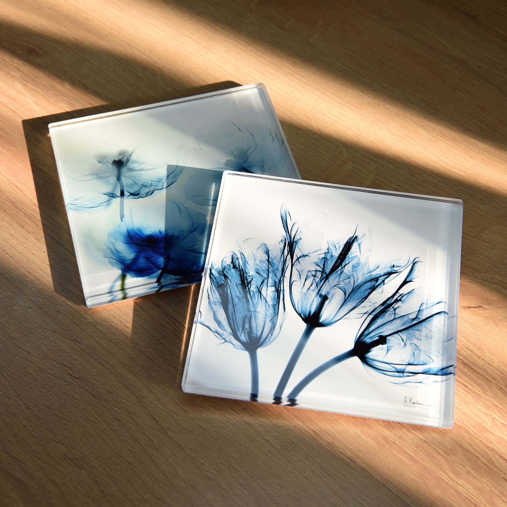 Image 4 Lovely Flowers Glass 12-Piece Coasters with Cork Bottom more views