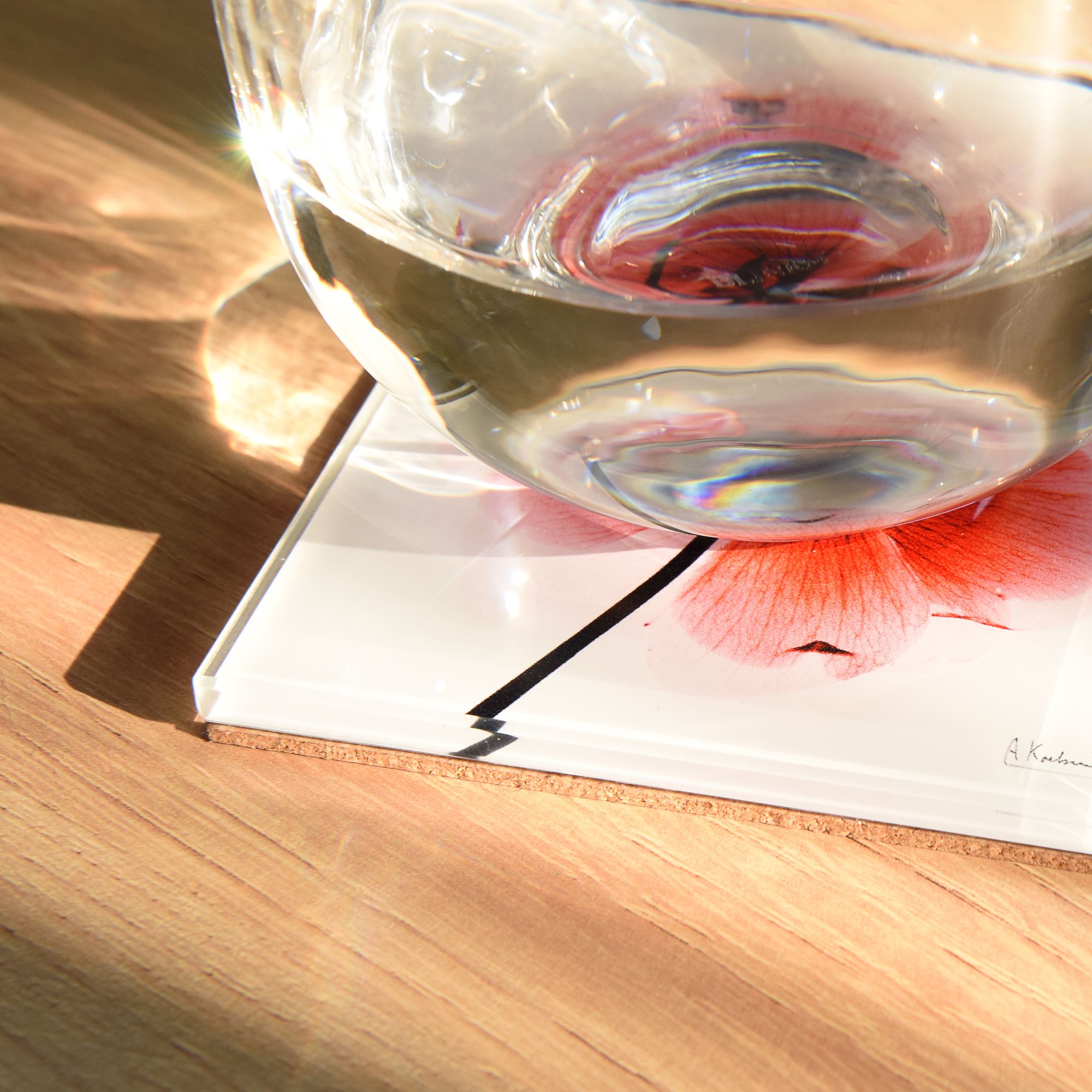 Image 5 Lovely Flowers Glass 12-Piece Coasters with Cork Bottom more views