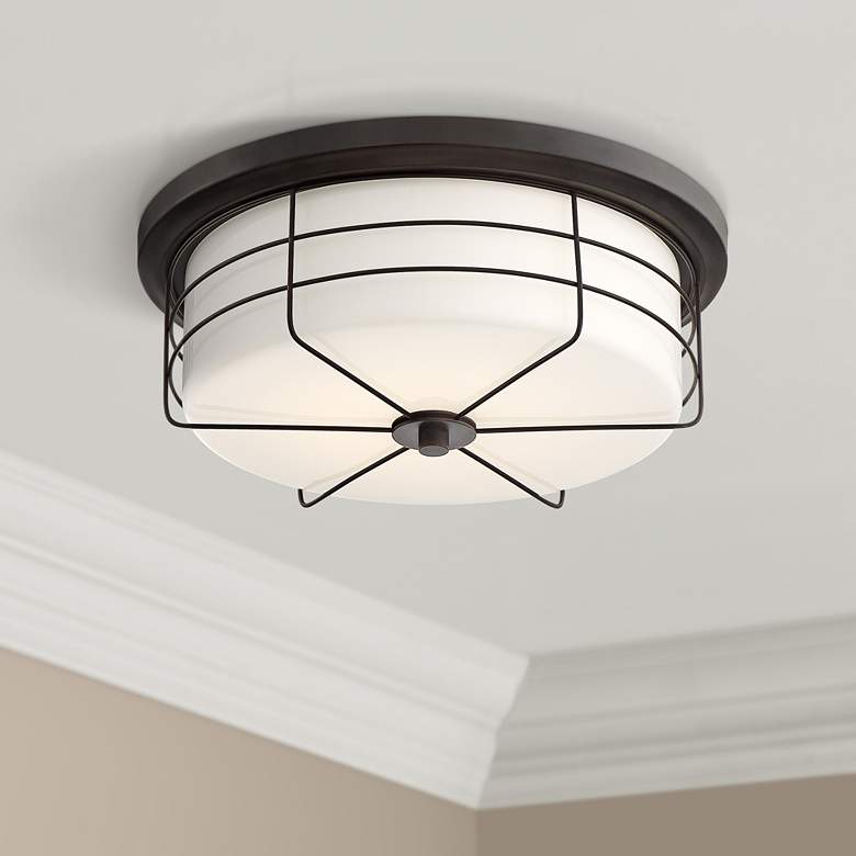 Image 1 Lovett 14 inch Wide Matte Black LED Ceiling Light