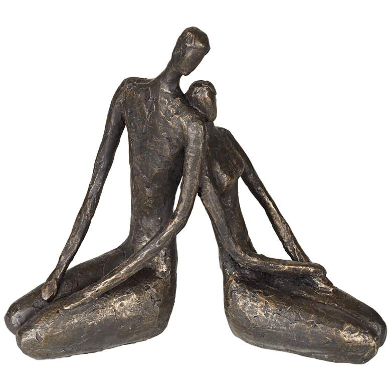 Loving Couple 11 1/2&quot; Wide Bronze Sculpture