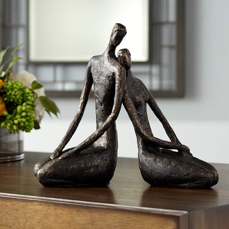 Image 1 Loving Couple 11 1/2 inch Wide Bronze Sculpture