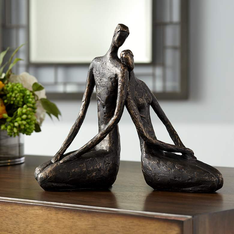 Image 1 Loving Couple 11 1/2" Wide Bronze Sculpture