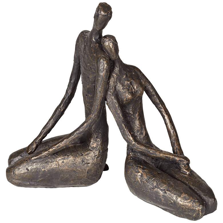 Loving Couple 11 1/2&quot; Wide Bronze Sculpture more views