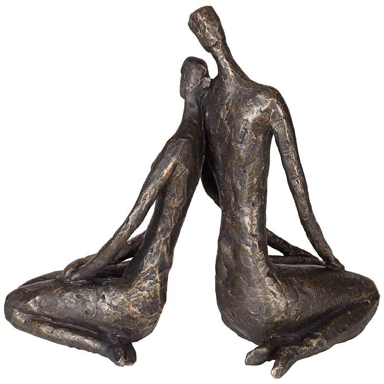 Loving Couple 11 1/2&quot; Wide Bronze Sculpture more views