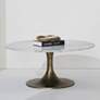 Lovisa 35" Wide Antique Brass Round Coffee Table