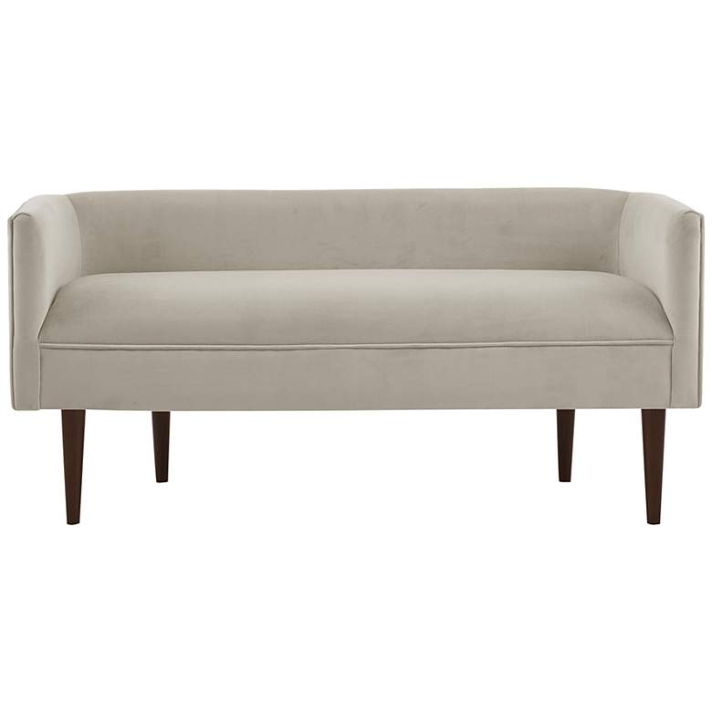 Image 5 Lovisa 49 inch Wide Cream Velvet Fabric Accent Banquette Bench more views