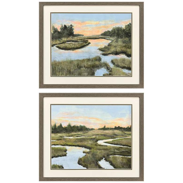Image 1 Low County Estuary 26"W x 22"H Framed Art Set of 2