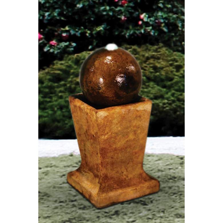 Image 1 Low Sphere 23 inch High Patio Bubbler Fountain with Light