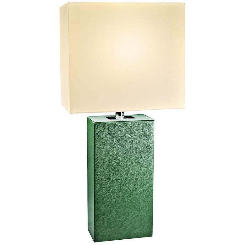 Image 1 Lowden Green Leather Wrapped Table Lamp