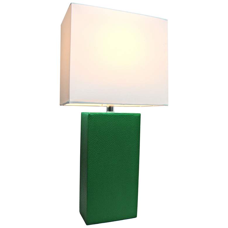 Image 2 Lowden Green Leather Wrapped Table Lamp more views
