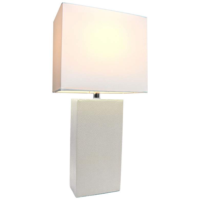 Image 2 Lowden White Leather Wrapped Table Lamp more views