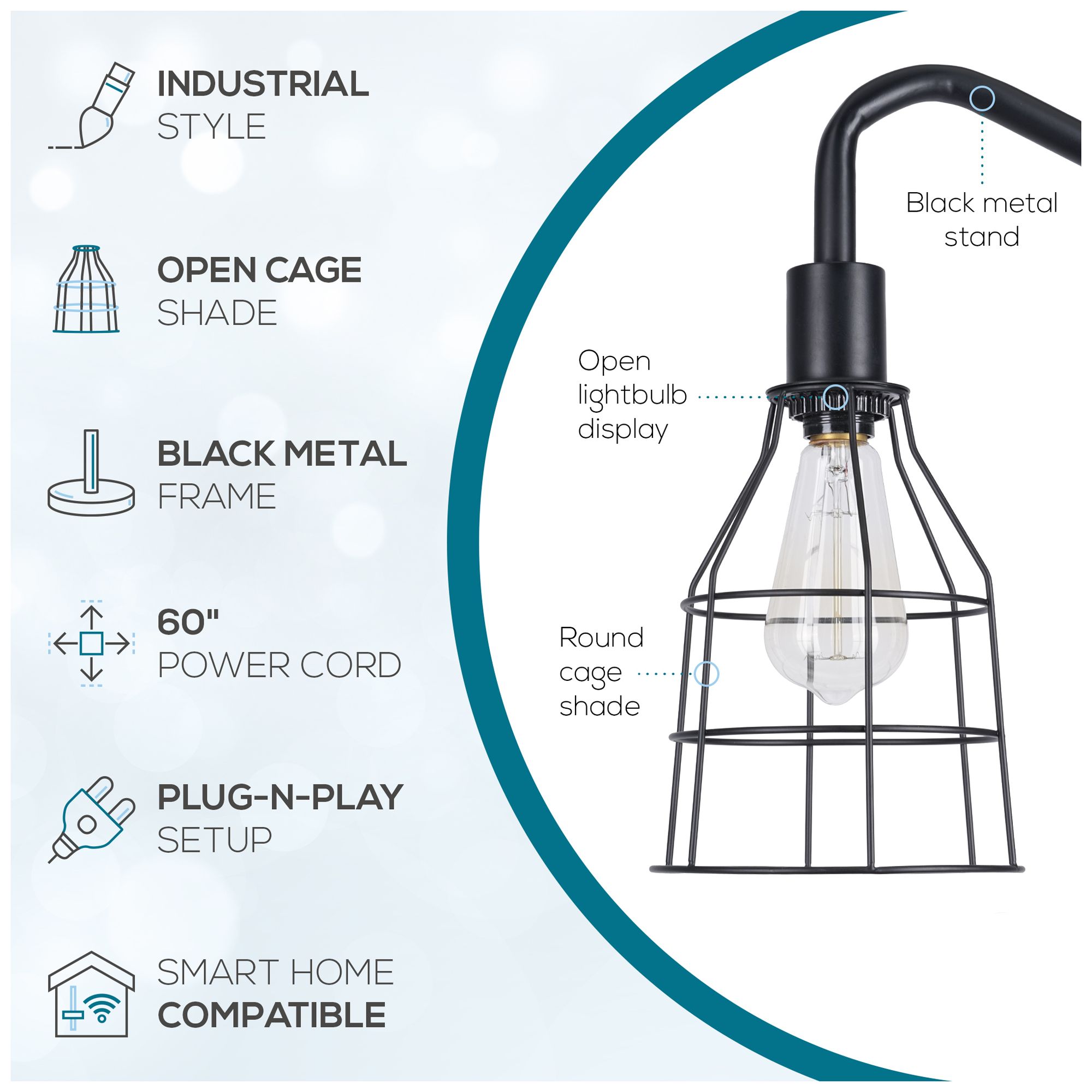 Image 5 Lowell 60" High Black Floor Lamp more views