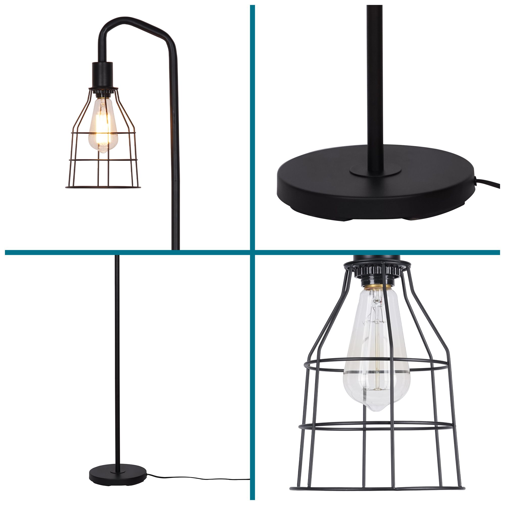 Lowell 60" High Black Floor Lamp