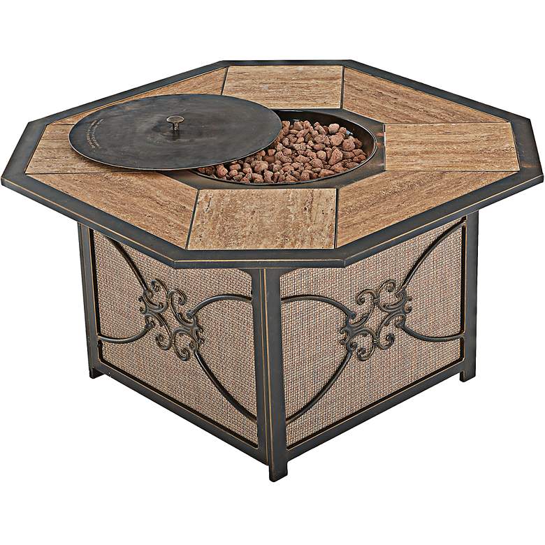 Image 1 Lowell Bay Bronze Finish Outdoor Fire Table