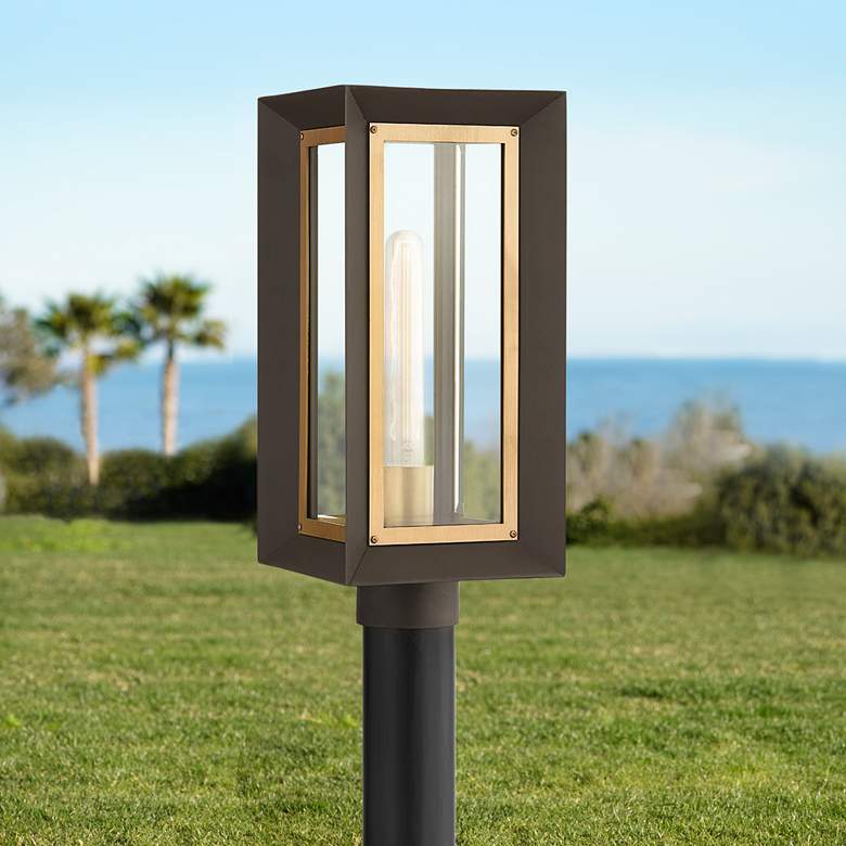 Image 1 Lowry 17 inch High Textured Bronze Outdoor Post Light