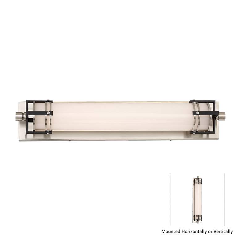 Image 3 Lowry 24"W Brushed Nickel-Black LED Bath Vanity Light more views