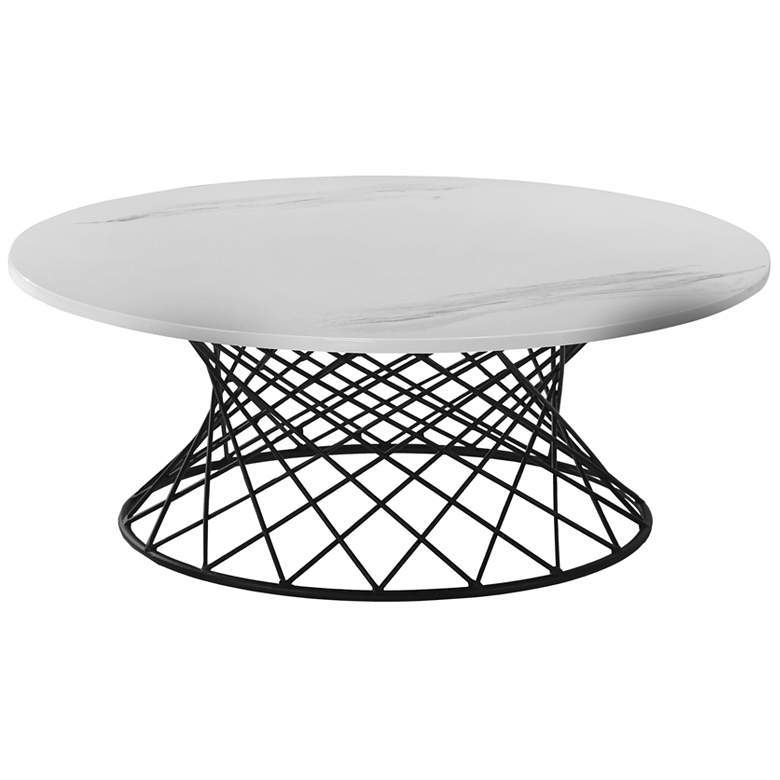 Image 1 Loxley Coffee Table in White Marble and Black Metal