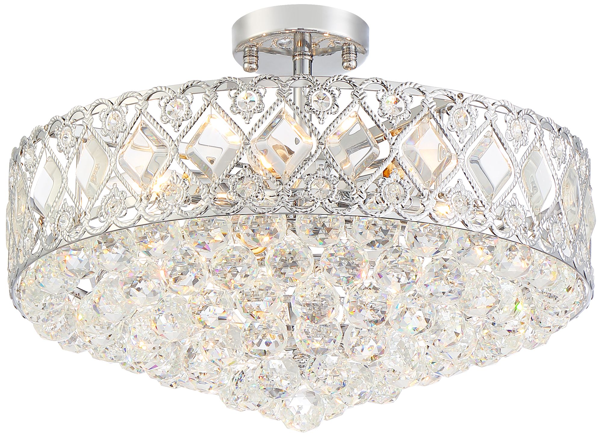 Lozano 20" Wide Chrome and Crystal 8Light Ceiling Light 64W97
