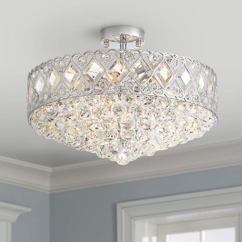 Image 1 Lozano 20 inch Wide Chrome and Crystal Traditional 8-Light Ceiling Light