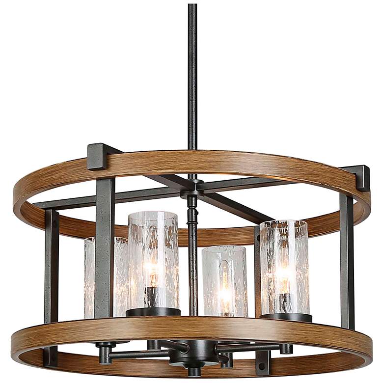 Image 2 Lratrispimh 18"W Weathered Rust and Pine 4-Light Chandelier
