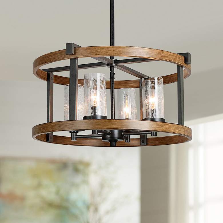 Image 1 Lratrispimh 18"W Weathered Rust and Pine 4-Light Chandelier