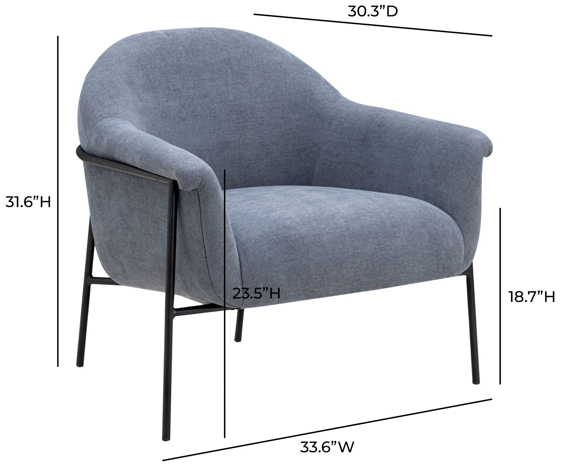 Image 7 Lua Blue Chenille Accent Chair more views