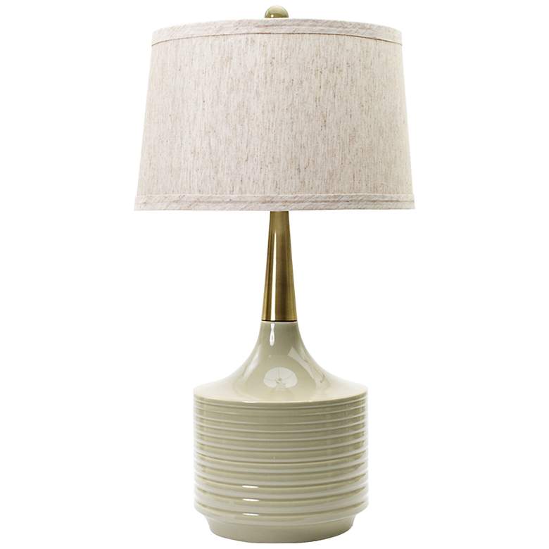 Image 1 Luan Antique Brass Neck Heather Ceramic Table Lamp