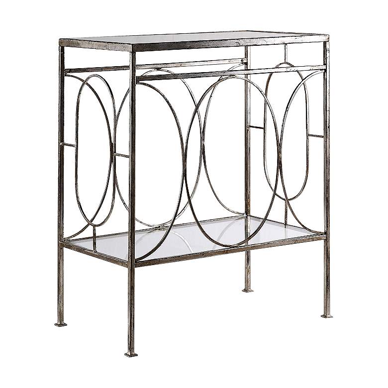Image 1 Luano 24 inch Wide Antique Silver and Glass End Table