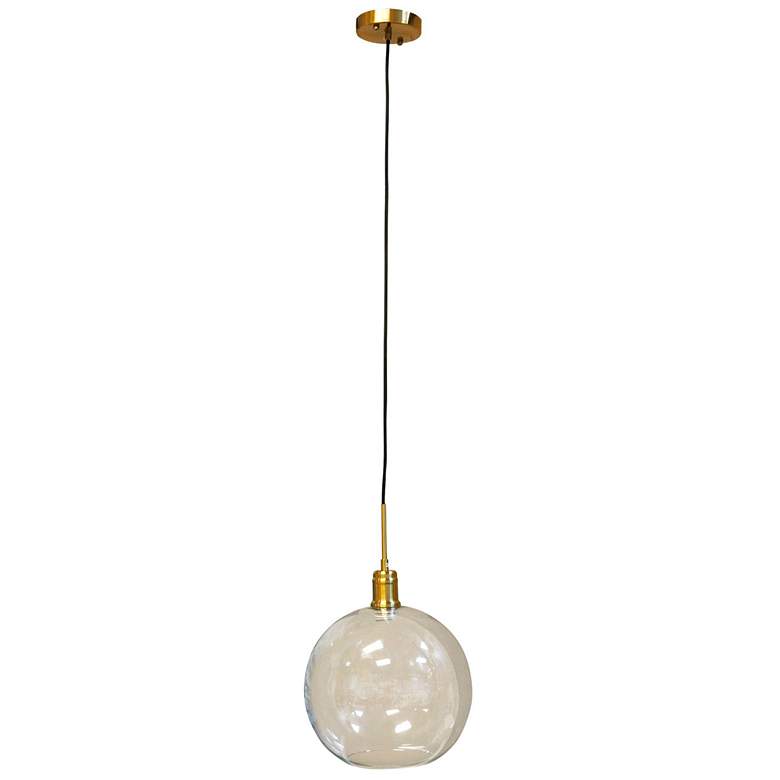 Image 1 Luca 11.8" Adjustable Clear Glass Globe Brass Metal Pendant