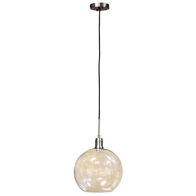 Image 1 Luca 11.8" Adjustable Clear Glass Globe Nickel Metal Pendant