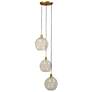 Luca 11.8" Adjustable Clear Glass Globes Brass Metal Triple Pendant