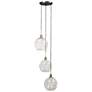 Luca 11.8" Adjustable Clear Glass Globes Nickel Metal Triple Pendant