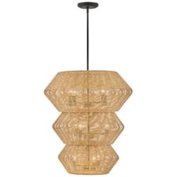 Luca 27 3/4" Wide Black Camel Rattan 10-Light Chandelier
