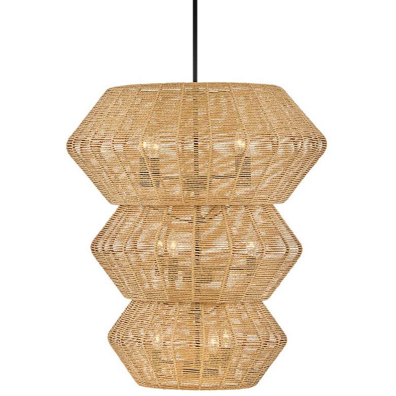 Image 2 Luca 27 3/4" Wide Black Camel Rattan 10-Light Chandelier more views
